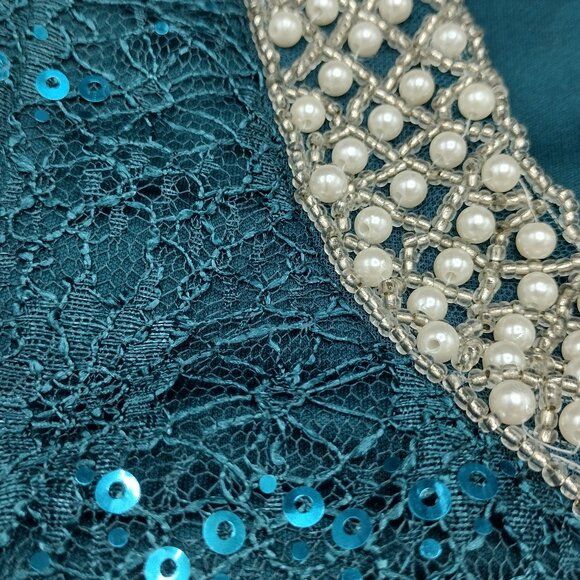 NY Collection Women's Sleeveless Sequined Tank Top – (Emerald/Teal color) XXL - Picture 4 of 9